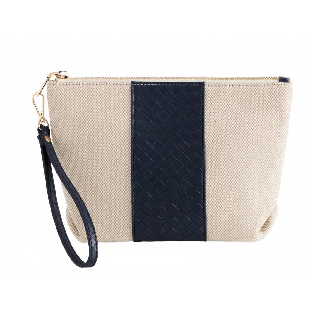 NEW SHIRALEAH frankie wristlet in nautral/navy